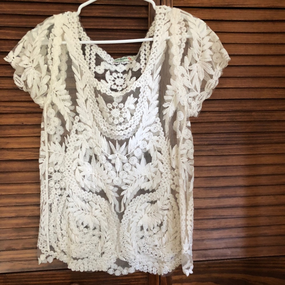 Vivid Importers Off White Lace Shirt